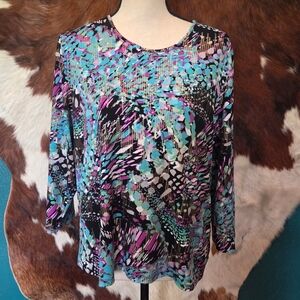 Allison Daley Multicolor Abstract Blouse